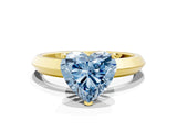 Yellow gold Fancy Blue Heart  Cut Solitaire Engagement Ring with Flat Band and Four-Prong Setting