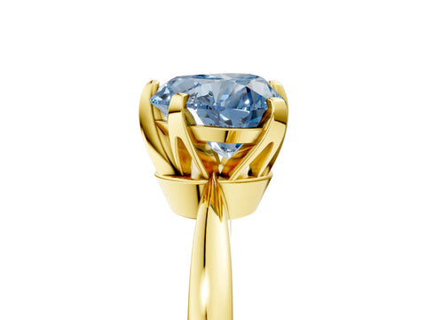 Yellow gold Fancy Blue Heart Cut Solitaire Engagement Ring with Six-Prong Setting and Tapered Band_5