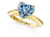 Yellow gold Fancy Blue Heart  Cut Solitaire Engagement Ring with Tapered Band and Four-Prong Setting 1