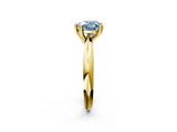Yellow gold Fancy Blue Heart  Cut Solitaire Engagement Ring with Tapered Band and Four-Prong Setting 2