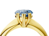Yellow gold Fancy Blue Heart  Cut Solitaire Engagement Ring with Tapered Band and Four-Prong Setting 4