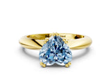 Yellow gold Fancy Blue Heart  Cut Solitaire Engagement Ring with Tapered Band and Four-Prong Setting