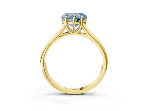 Yellow gold Fancy Blue Heart Cut Solitaire Engagement Ring with Tapered Band and Four-Prong Setting_6
