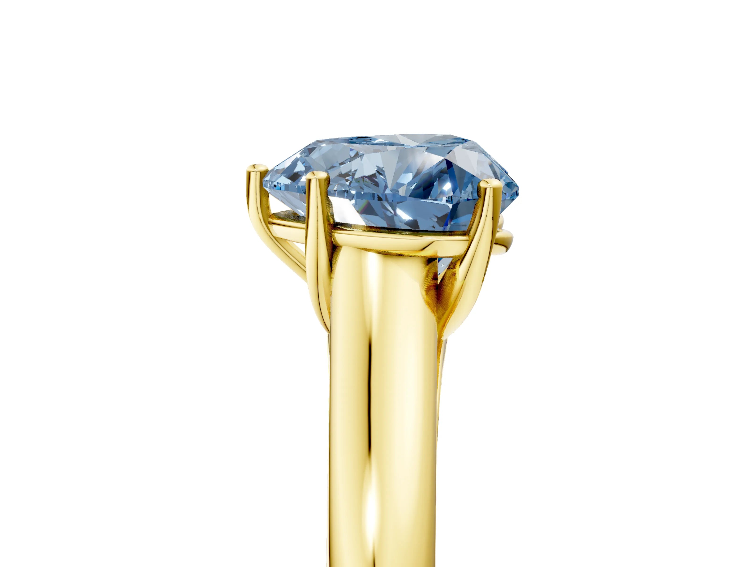 Yellow gold Fancy Blue Heart Cut Solitaire Engagement Ring with Tapered Band and Four-Prong Setting_8