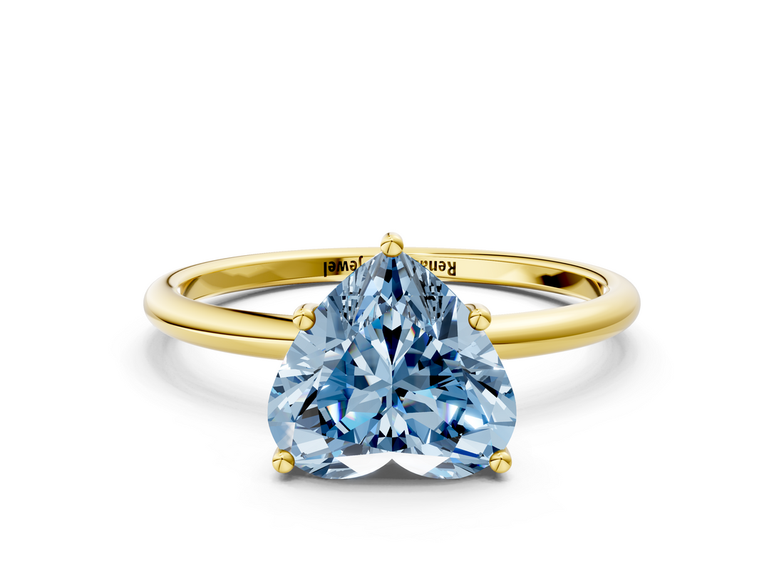 Yellow gold Fancy Blue Heart  Cut Solitaire Engagement Ring with Thin Band and Four-Prong Setting_3