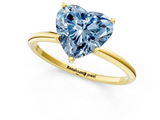 Yellow gold Fancy Blue Heart  Cut Solitaire Engagement Ring with Thin Band and Four-Prong Setting_4