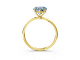 Yellow gold Fancy Blue Heart  Cut Solitaire Engagement Ring with Thin Band and Four-Prong Setting_6
