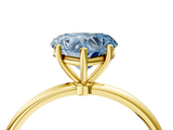 Yellow gold Fancy Blue Heart  Cut Solitaire Engagement Ring with Thin Band and Four-Prong Setting_7