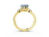 Yellow gold Fancy Blue Heart  Cut Solitaire Floral Diamond Ring with Four-Prong Setting_74