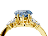 Yellow gold Fancy Blue Heart  Cut Solitaire Floral Diamond Ring with Four-Prong Setting_75