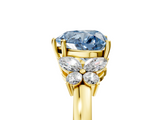 Yellow gold Fancy Blue Heart  Cut Solitaire Floral Diamond Ring with Four-Prong Setting_76