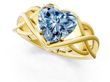 Yellow gold Fancy Blue Heart Cut Solitaire Intertwined Band Prong Setting Ring_1