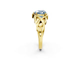 Yellow gold Fancy Blue Heart Cut Solitaire Intertwined Band Prong Setting Ring_2