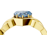 Yellow gold Fancy Blue Heart Cut Solitaire Intertwined Band Prong Setting Ring_4