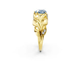 Yellow gold Fancy Blue Heart Cut Solitaire Leaf-Inspired Engagement Ring with Prong Setting_14
