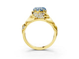 Yellow gold Fancy Blue Heart Cut Solitaire Leaf-Inspired Engagement Ring with Prong Setting_15