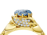 Yellow gold Fancy Blue Heart Cut Solitaire Leaf-Inspired Engagement Ring with Prong Setting_16