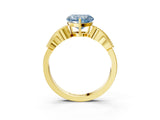 Yellow gold Fancy Blue Heart Cut Solitaire Milgrain Leaf Band with Prong Setting_3