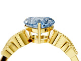 Yellow gold Fancy Blue Heart Cut Solitaire Milgrain Leaf Band with Prong Setting_4
