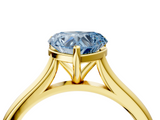 Yellow gold Fancy Blue Heart  Cut Solitaire Ring with Cathedral Band and Four-Prong Setting_48