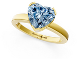 Yellow gold Fancy Blue Heart  Cut Solitaire Ring with Four-Prong Setting and Classic Band_50