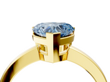 Yellow gold Fancy Blue Heart  Cut Solitaire Ring with Four-Prong Setting and Classic Band_53