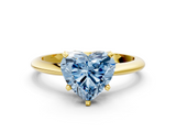 Yellow gold Fancy Blue Heart  Cut Solitaire Ring with Four-Prong Setting on a Classic Band_42