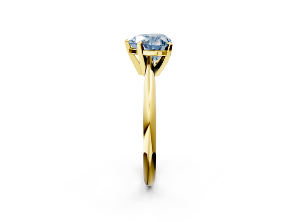 Yellow gold Fancy Blue Heart  Cut Solitaire Ring with Four-Prong Setting on a Classic Band