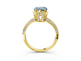 Yellow gold Fancy Blue Heart Cut Solitaire Split Shank Pave Diamond Engagement Ring with Four-Prong Setting_3