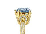 Yellow gold Fancy Blue Heart Cut Solitaire Split Shank Pave Diamond Engagement Ring with Four-Prong Setting_5