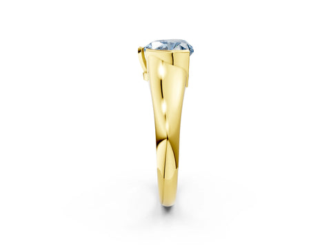 Yellow gold Fancy Blue Heart Cut Solitaire Tension Set Diamond Ring with Split Shank Band_2