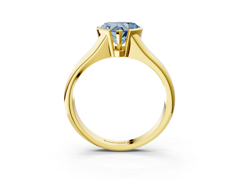 Yellow gold Fancy Blue Heart Cut Solitaire Tension Set Diamond Ring with Split Shank Band_3
