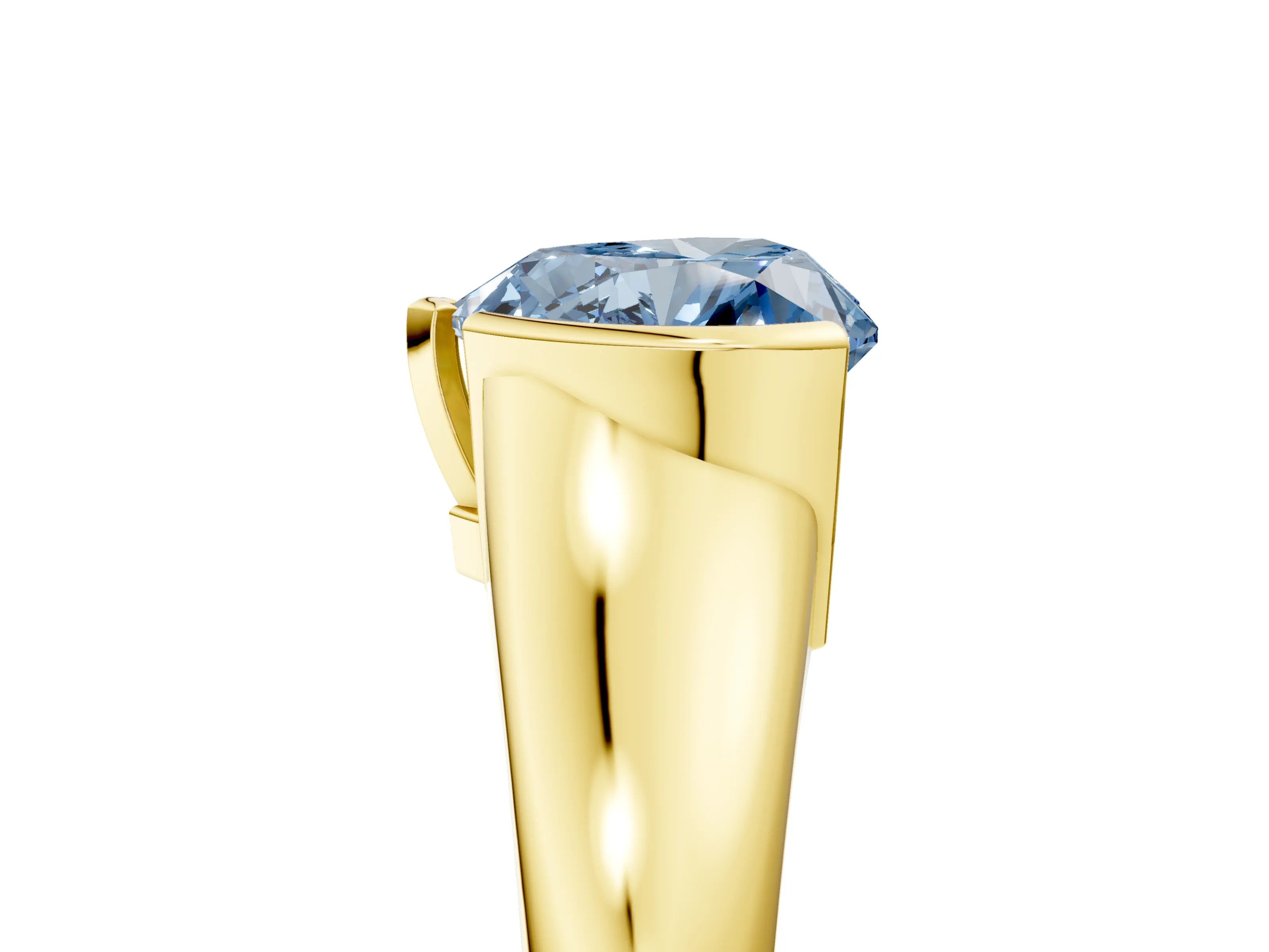 Yellow gold Fancy Blue Heart Cut Solitaire Tension Set Diamond Ring with Split Shank Band_5