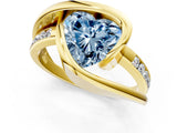 Yellow gold Fancy Blue Heart Cut Solitaire Tension-Set Diamond Split Shank Ring_13
