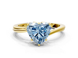 Yellow gold Fancy Blue Heart  Cut Solitaire Twist Band Ring with Four-Prong Setting_37