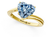 Yellow gold Fancy Blue Heart  Cut Solitaire Twist Band Ring with Four-Prong Setting_38