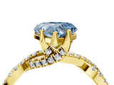 Yellow gold Fancy Blue Heart Cut Solitaire Twist Pave Diamond Engagement Ring with Prong Setting_4