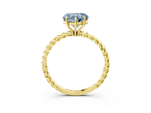 Yellow gold Fancy Blue Heart Cut Solitaire Twisted Band 4-Prong Ring_3