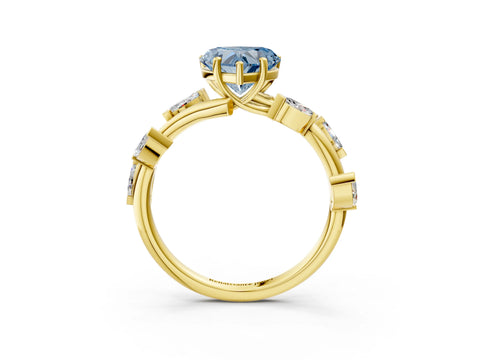 Yellow gold Fancy Blue Heart Cut Solitaire Twisted Band Marquise Accent Prong Setting Ring_3