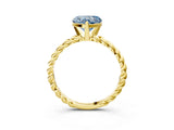 Yellow gold Fancy Blue Heart  Cut Solitaire Twisted Band with Four-Prong Setting_90