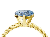 Yellow gold Fancy Blue Heart  Cut Solitaire Twisted Band with Four-Prong Setting_91