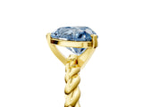 Yellow gold Fancy Blue Heart  Cut Solitaire Twisted Band with Four-Prong Setting_92