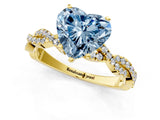 Yellow gold Fancy Blue Heart Cut Solitaire Twisted Pave Band with Four-Prong Setting_4