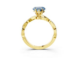 Yellow gold Fancy Blue Heart Cut Solitaire Twisted Pave Band with Four-Prong Setting_6