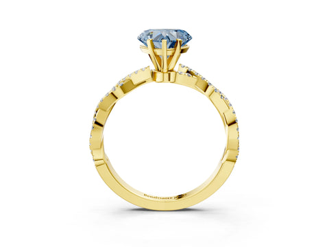 Yellow gold Fancy Blue Heart Cut Solitaire Twisted Pave Band with Four-Prong Setting_6