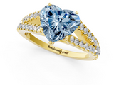 Yellow gold Fancy Blue Heart  Cut Split Shank Pave Diamond Engagement Ring with Four-Prong Setting_25