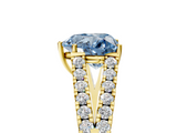 Yellow gold Fancy Blue Heart  Cut Split Shank Pave Diamond Engagement Ring with Four-Prong Setting_29