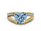 Yellow gold Fancy Blue Heart  Cut Split Shank Pave Diamond Ring with Four-Prong Setting_27