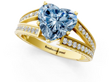 Yellow gold Fancy Blue Heart  Cut Split Shank Pave Diamond Ring with Four-Prong Setting_28