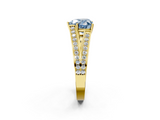 Yellow gold Fancy Blue Heart  Cut Split Shank Pave Diamond Ring with Four-Prong Setting_29